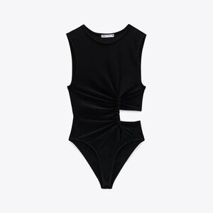 Zara Black Cutout Bodysuit Size Small Stretch
